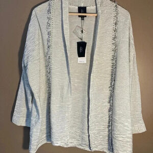 NWT Bobeau collection cotton striped  pearls blazer